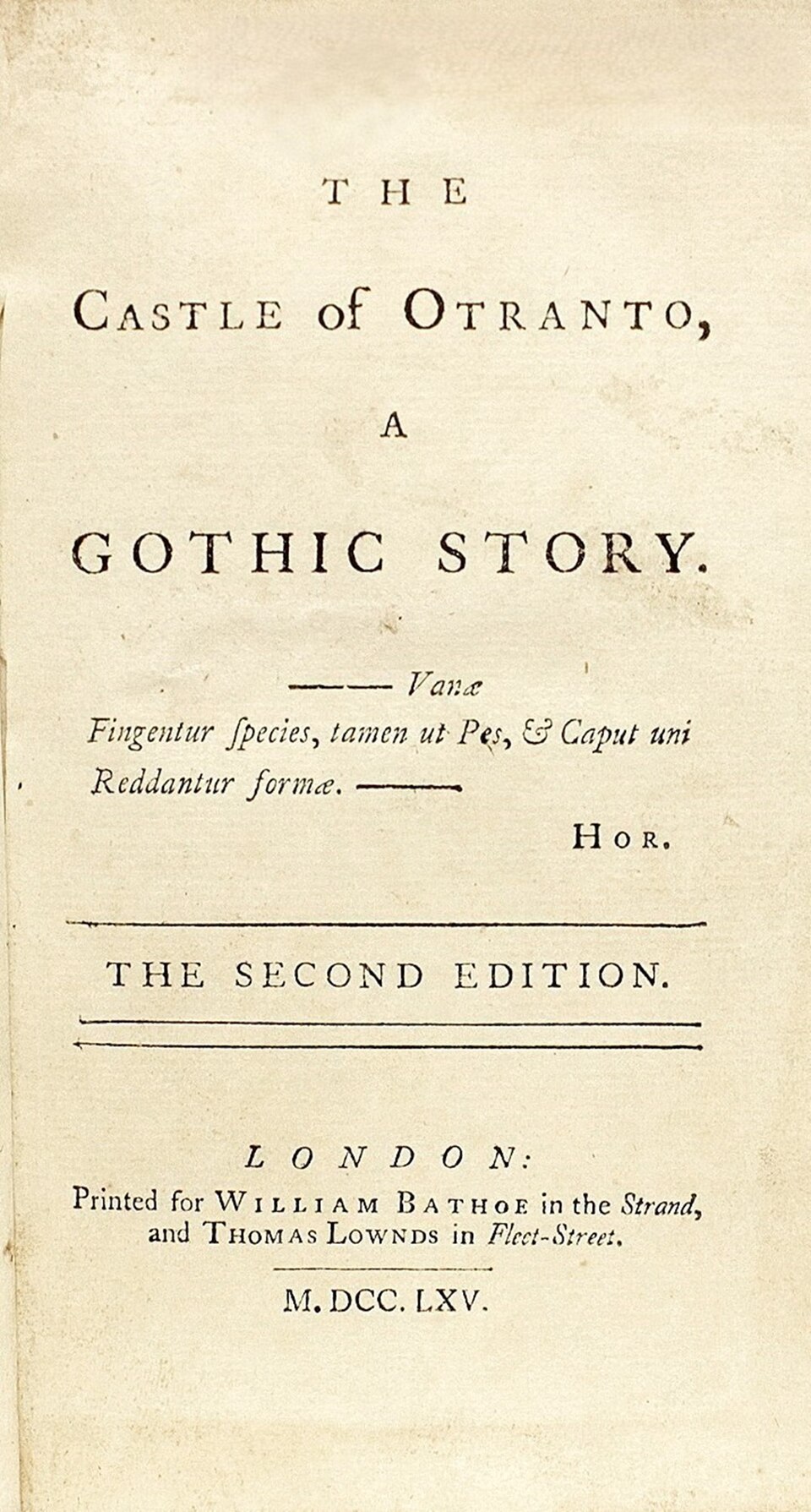 The Castle of Otranto | Title Page The Castle of Otranto | Second Edition Title Page